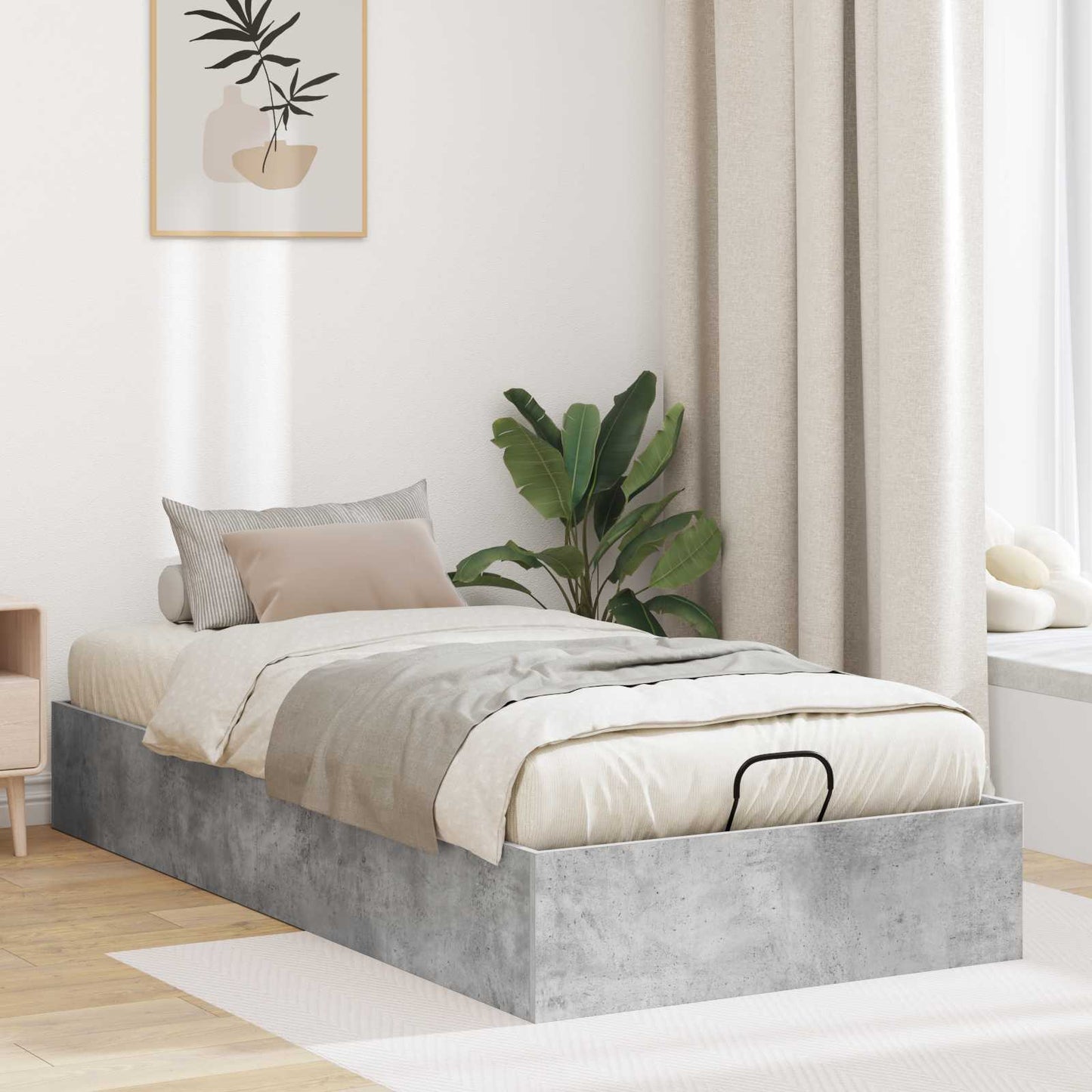 Letto ottomano con archiviazione Grigio Cemento 75,5 x 190 cm | homemem39