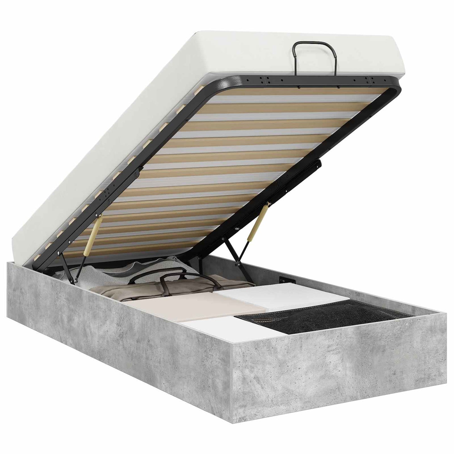 Letto ottomano con archiviazione Grigio Cemento 75,5 x 190 cm | homemem39