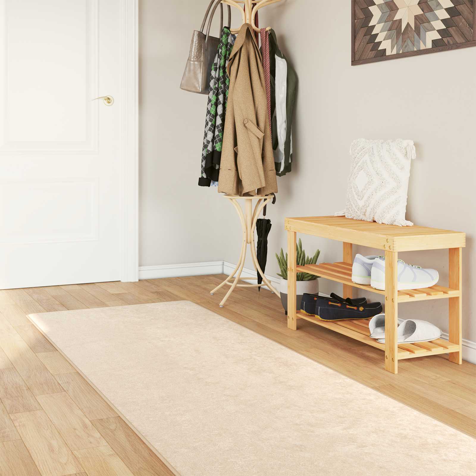 Runner Tappeto MARSA Crema 80 x 250 cm Poliestere e PVC | homemem39