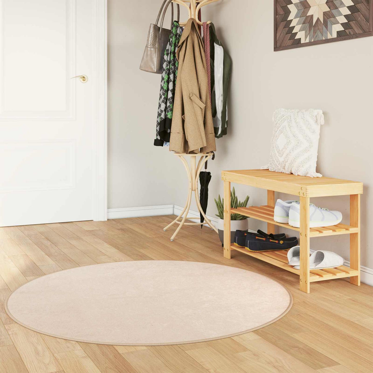 Runner Tappeto MARSA Crema 120 x 120 cm Poliestere e PVC