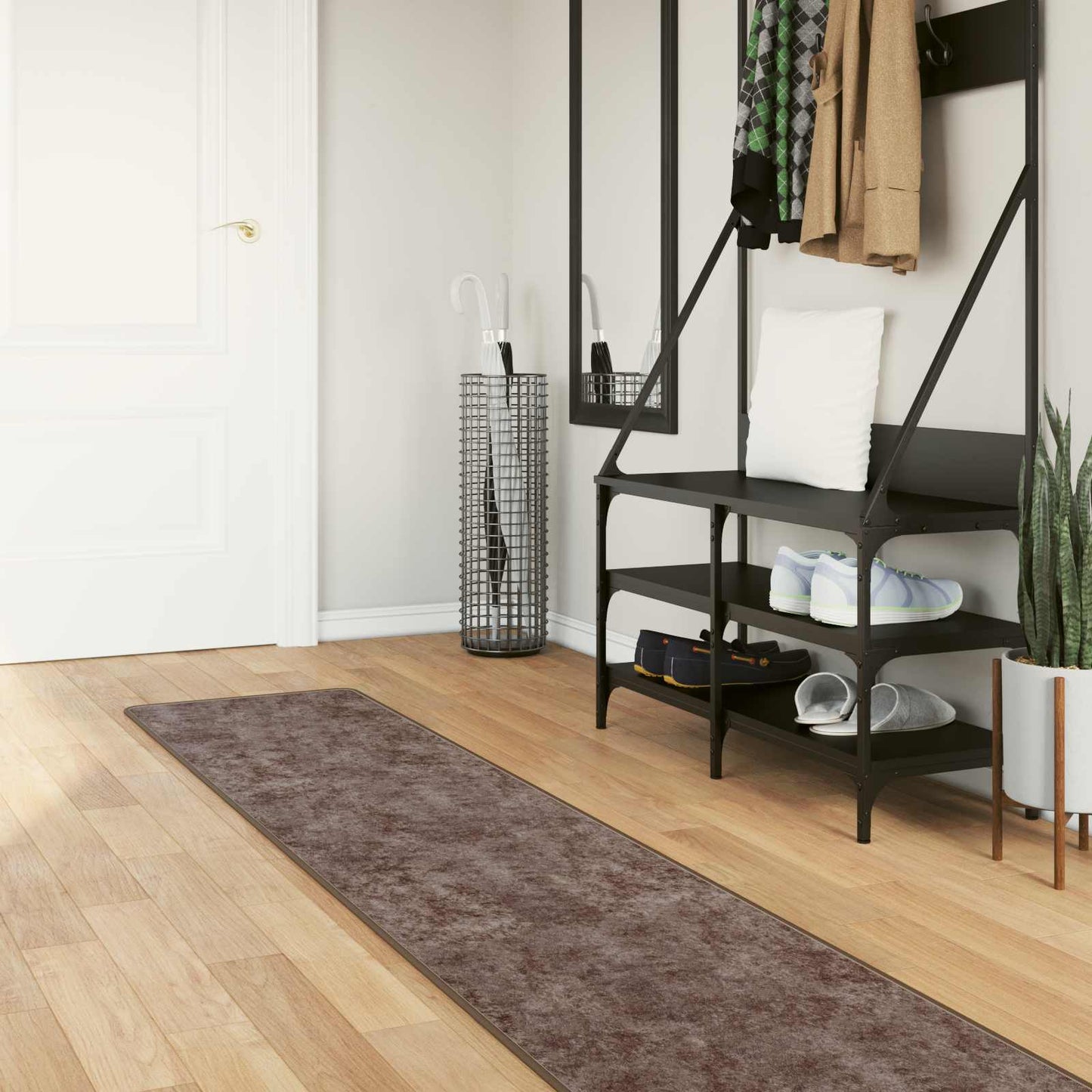Runner Tappeto MARSA Grigio 50 x 250 cm Poliestere e PVC