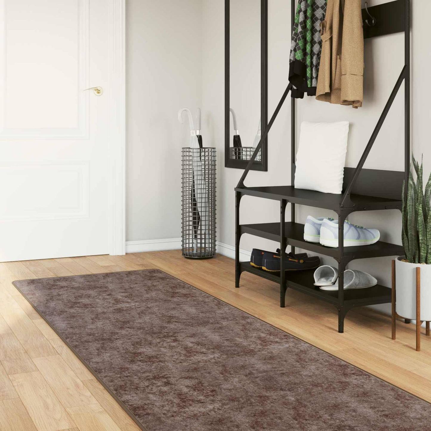 Runner Tappeto MARSA Grigio 100 x 250 cm Poliestere e PVC