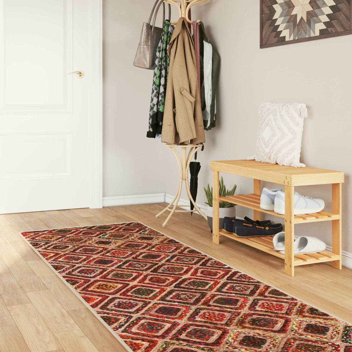 Runner Tappeto MARSA Multicolore 100 x 300 cm Poliestere e PVC
