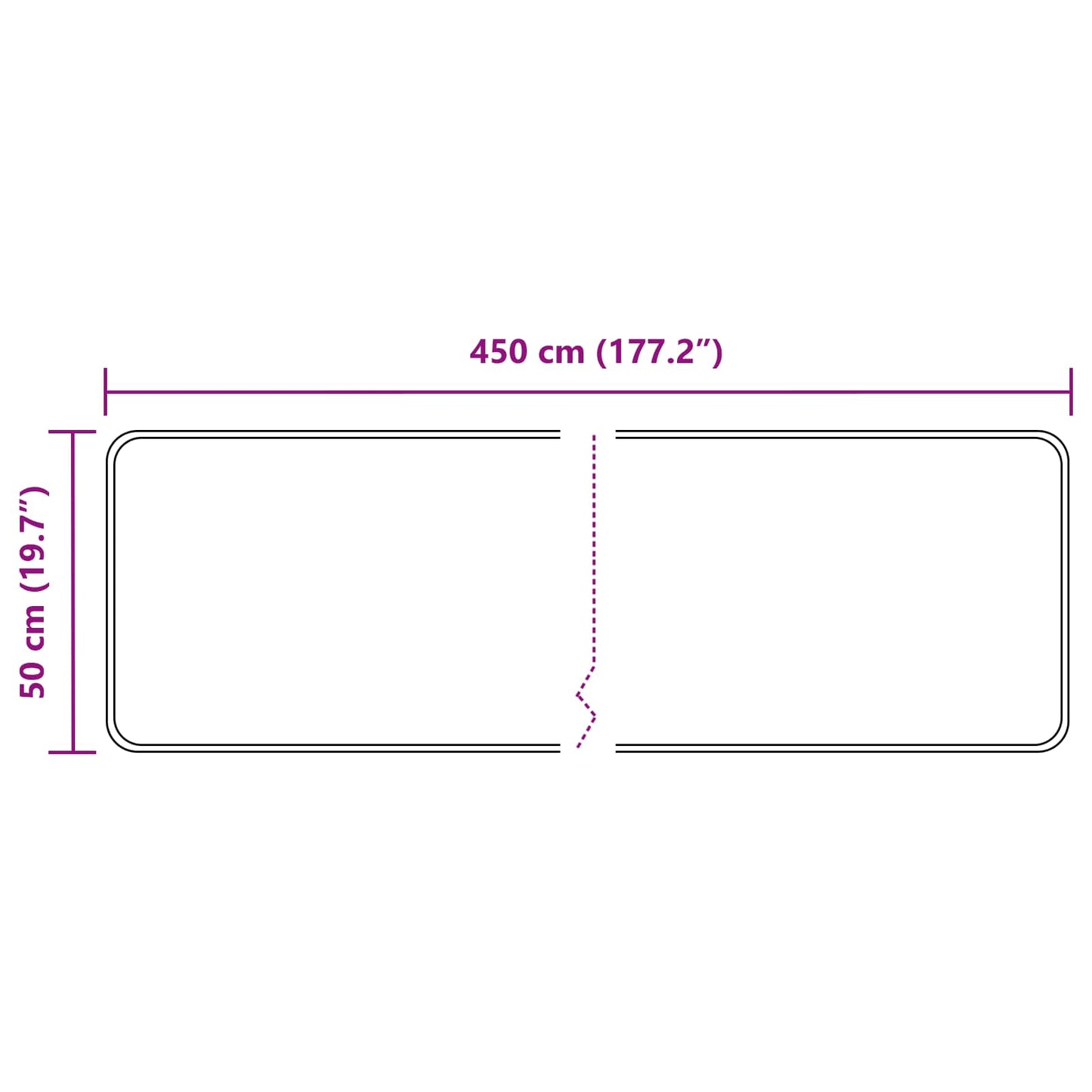 Runner Tappeto MARSA Nero 50 x 450 cm Poliestere e PVC | homemem39