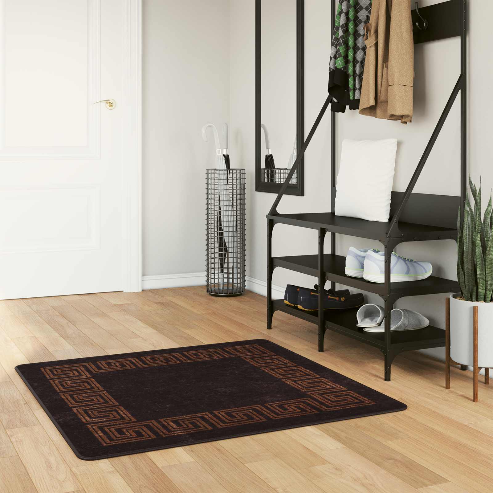 Runner Tappeto MARSA Nero 100 x 100 cm Poliestere e PVC | homemem39