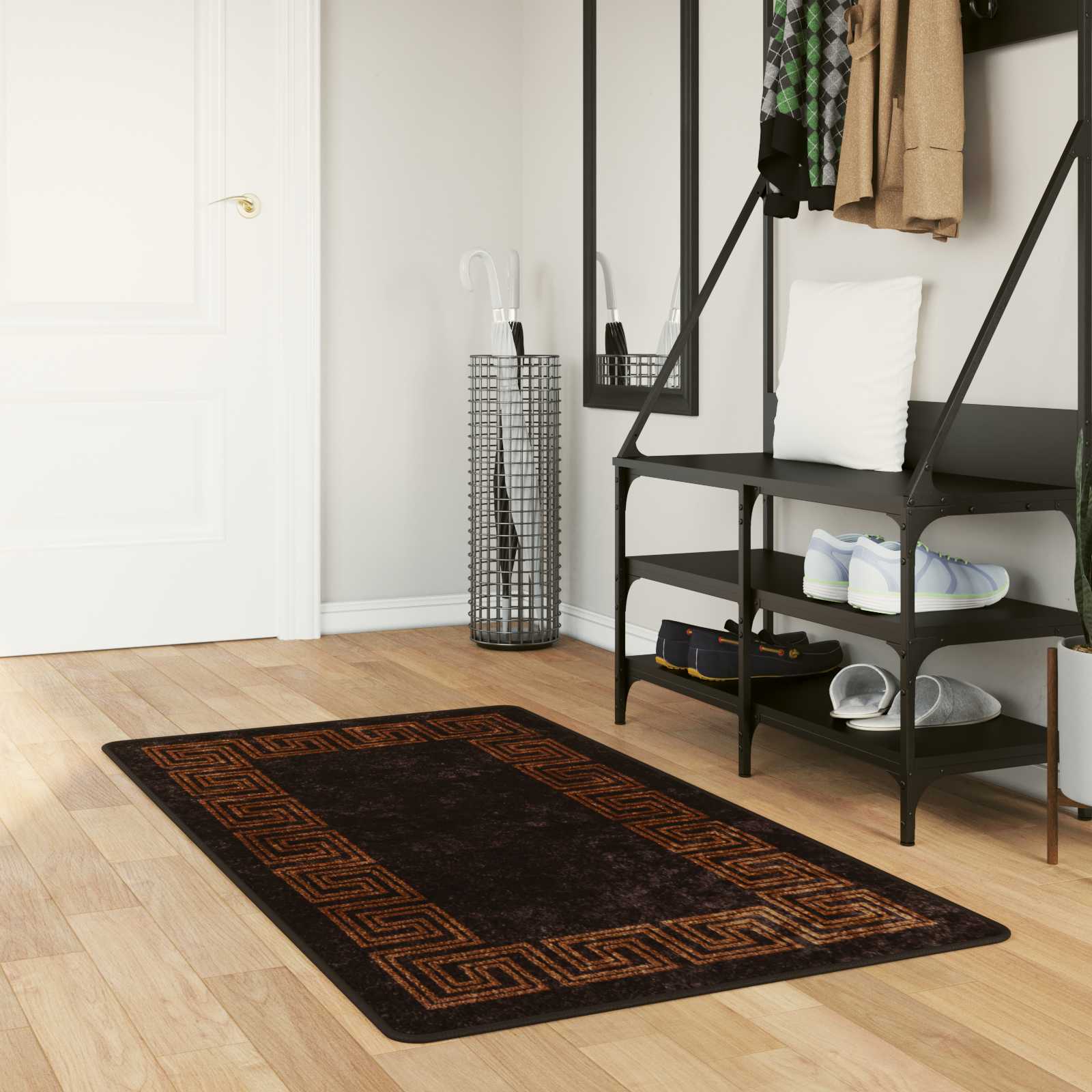 Runner Tappeto MARSA Nero 100 x 150 cm Poliestere e PVC | homemem39