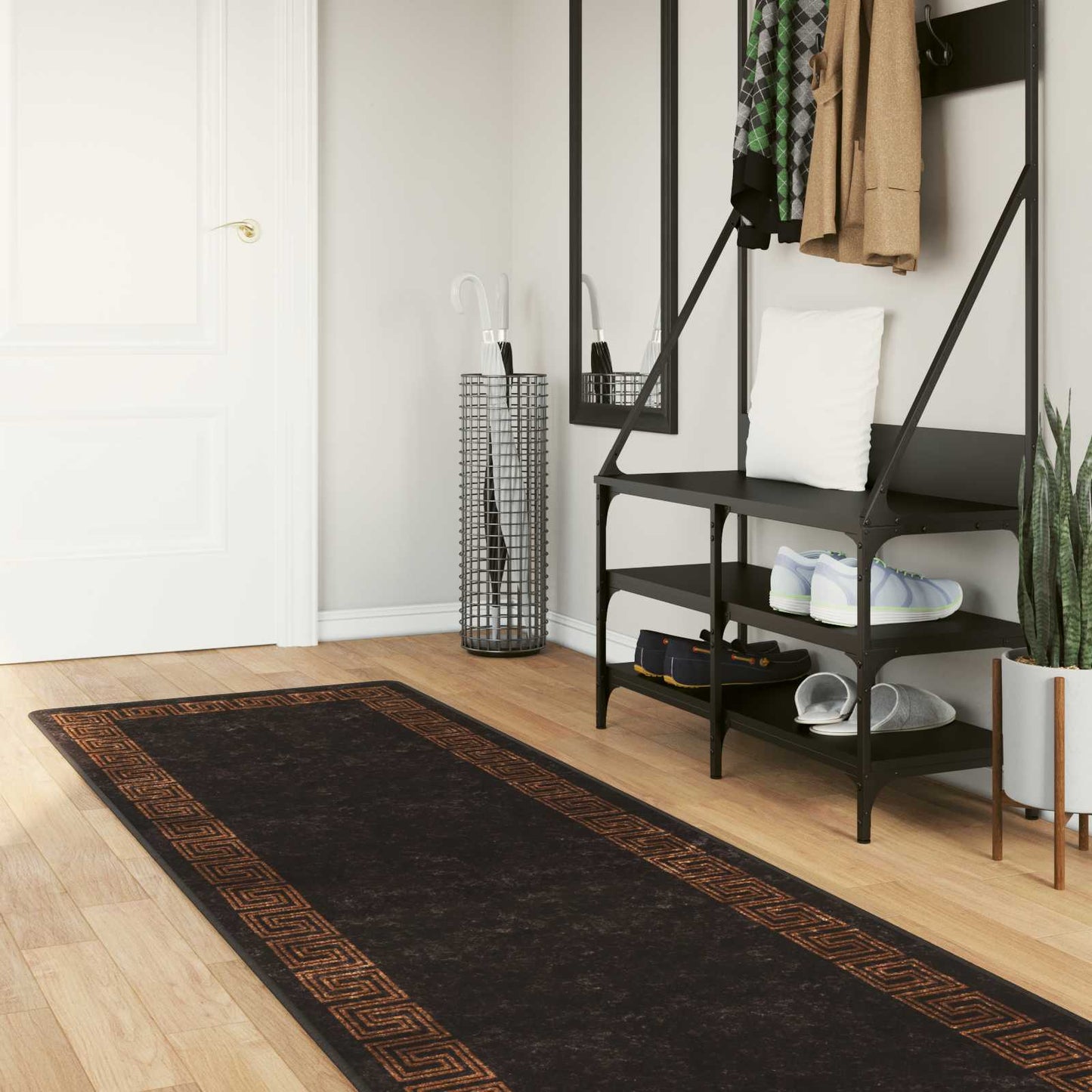 Runner Tappeto MARSA Nero 100 x 400 cm Poliestere e PVC