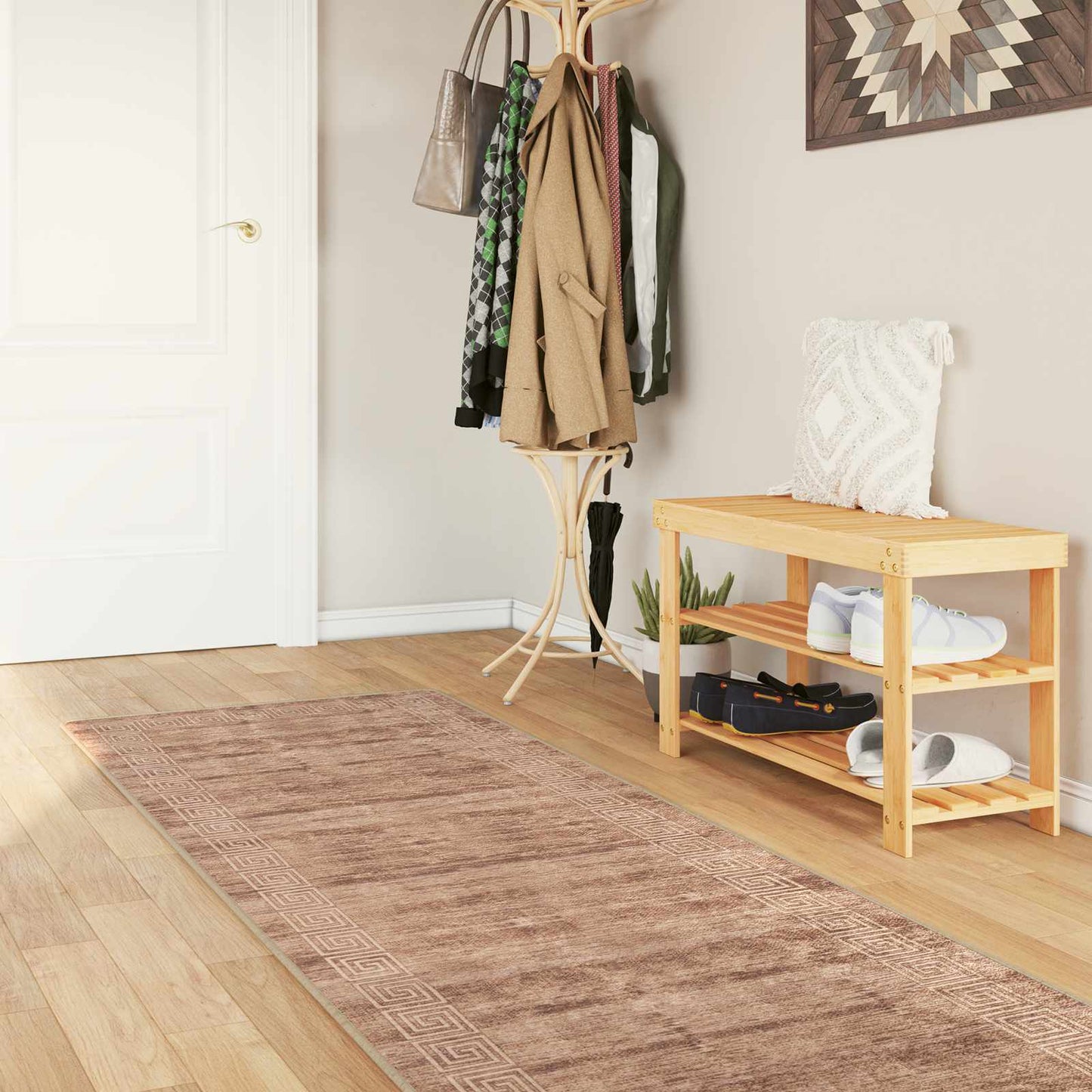 Runner Tappeto MARSA Bianco 80 x 250 cm Poliestere e PVC