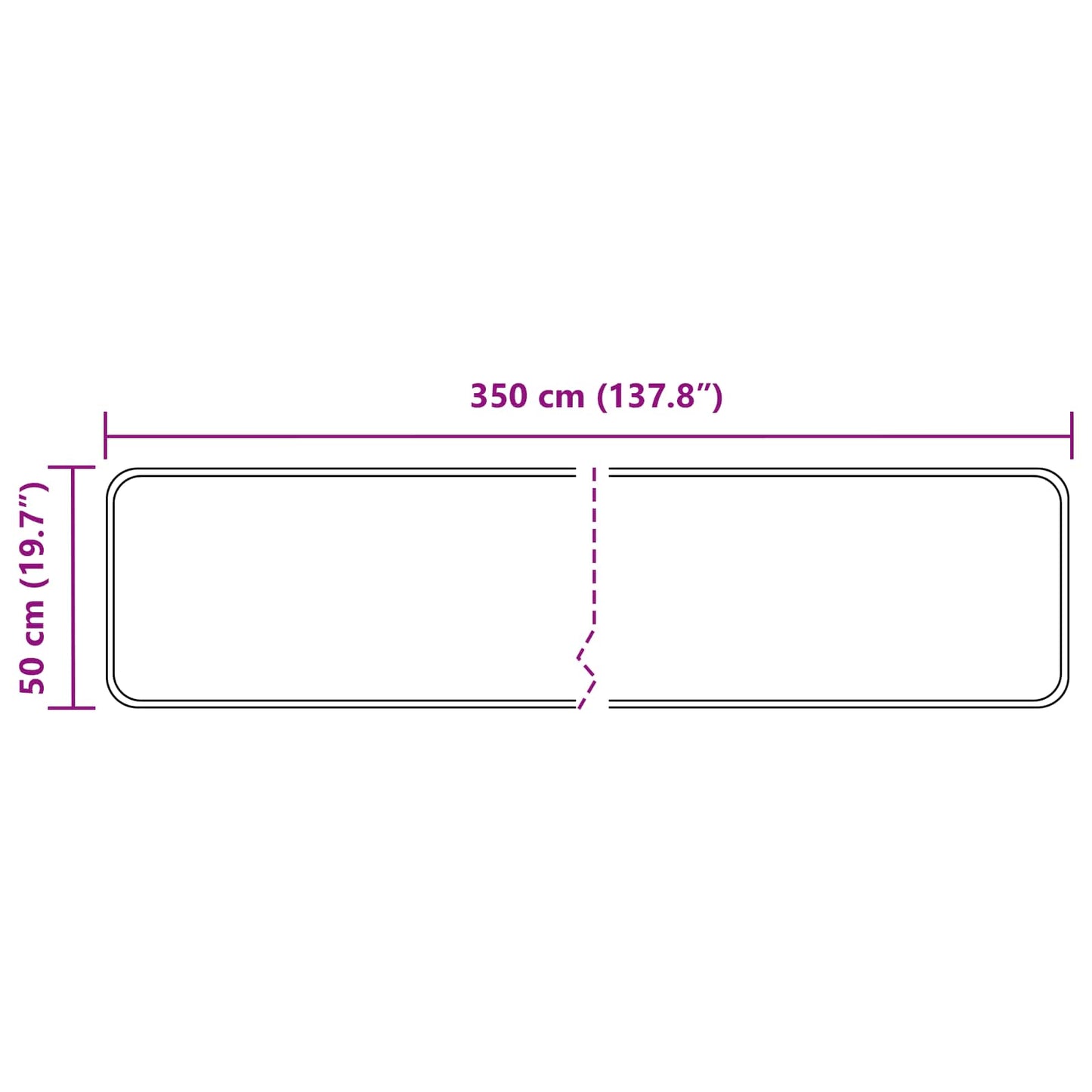 Runner Tappeto MARSA Nero 50 x 350 cm Poliestere e PVC | homemem39