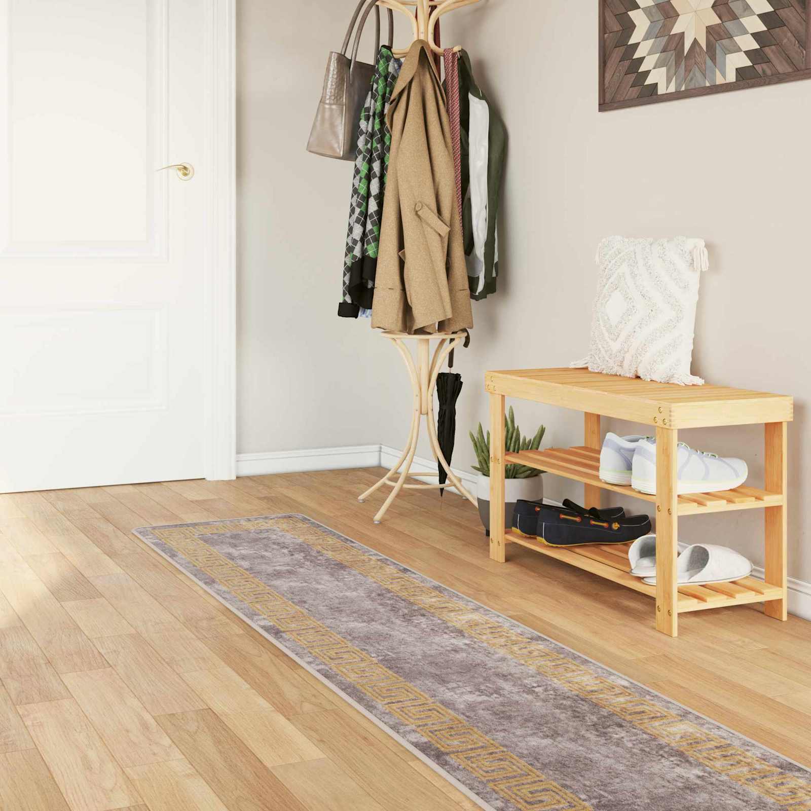 Runner Tappeto MARSA Grigio 50 x 250 cm Poliestere e PVC | homemem39