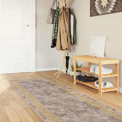 Runner Tappeto MARSA Grigio 80 x 400 cm Poliestere e PVC
