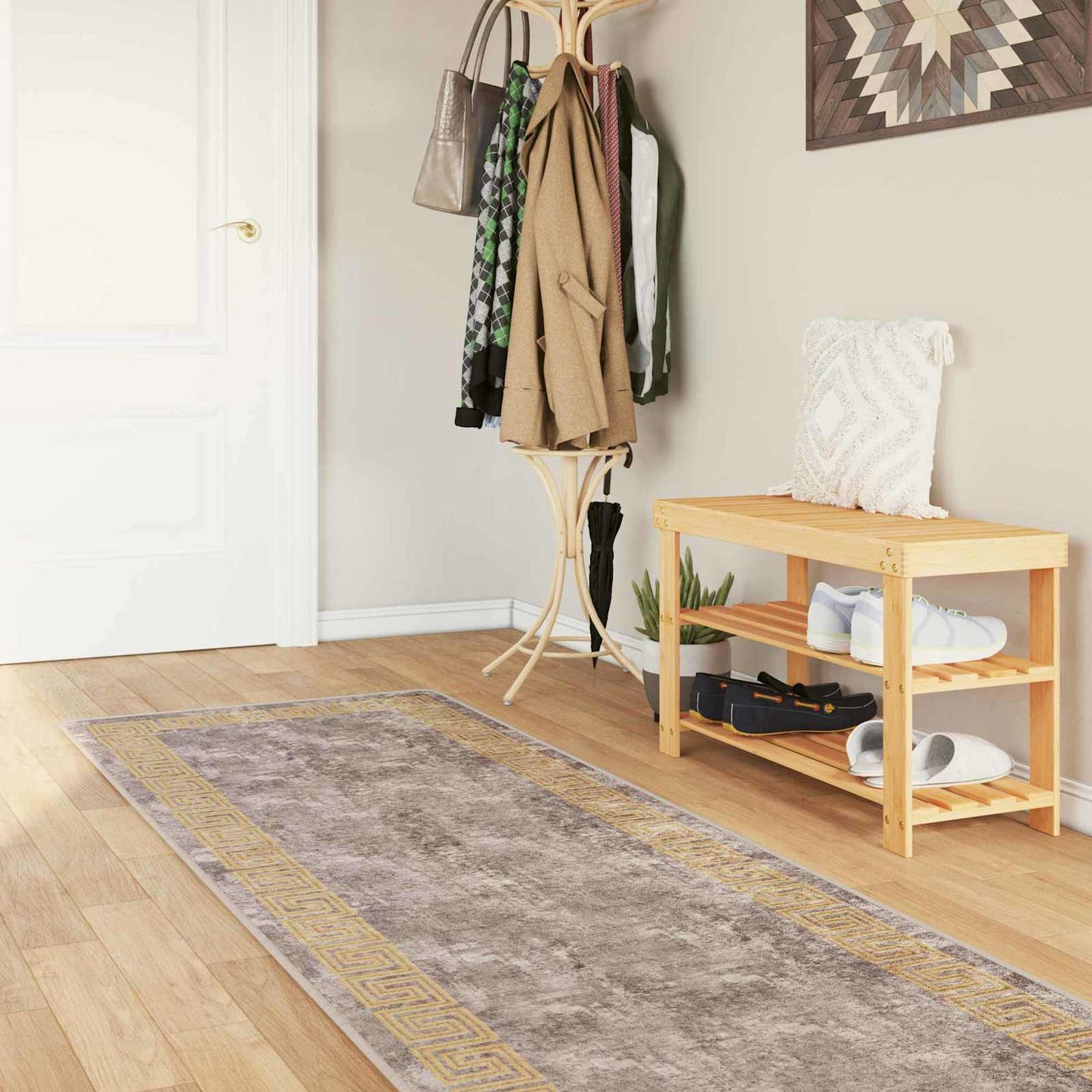 Runner Tappeto MARSA Grigio 80 x 450 cm Poliestere e PVC | homemem39