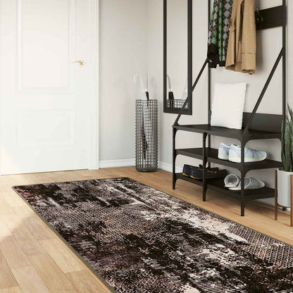 Runner Tappeto MARSA Nero 100 x 350 cm Poliestere e PVC