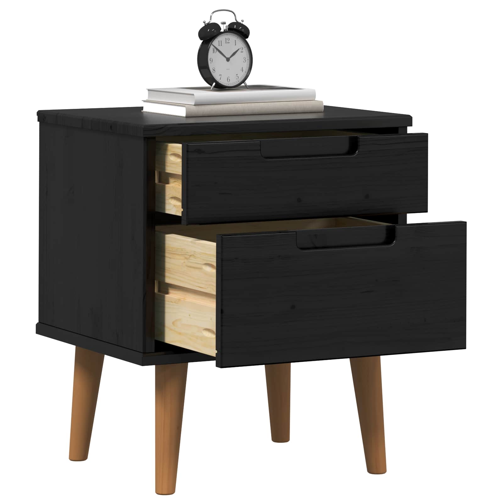 Armadio da Notte Nero 40 x 35 x 48 cm Legno di pino massiccio | homemem39