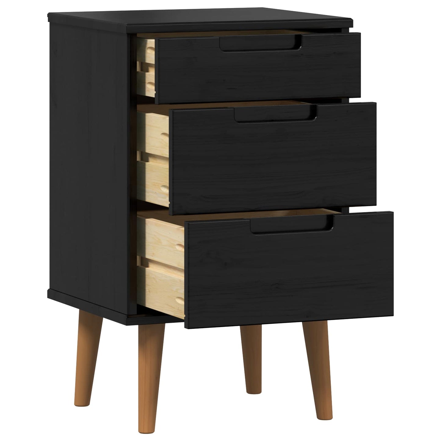 Armadio da Notte Nero 40 x 35 x 65 cm Legno di pino massiccio | homemem39