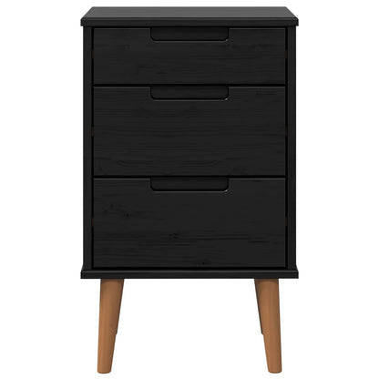 Armadio da Notte Nero 40 x 35 x 65 cm Legno di pino massiccio | homemem39