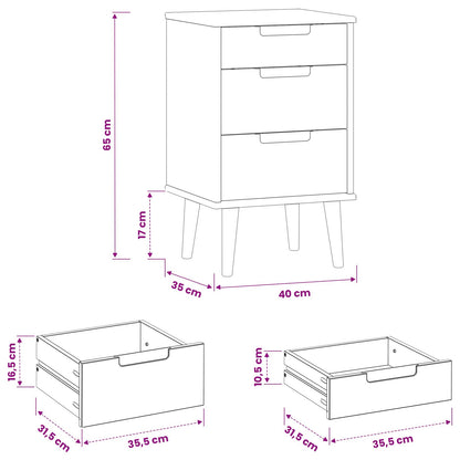 Armadio da Notte Nero 40 x 35 x 65 cm Legno di pino massiccio | homemem39