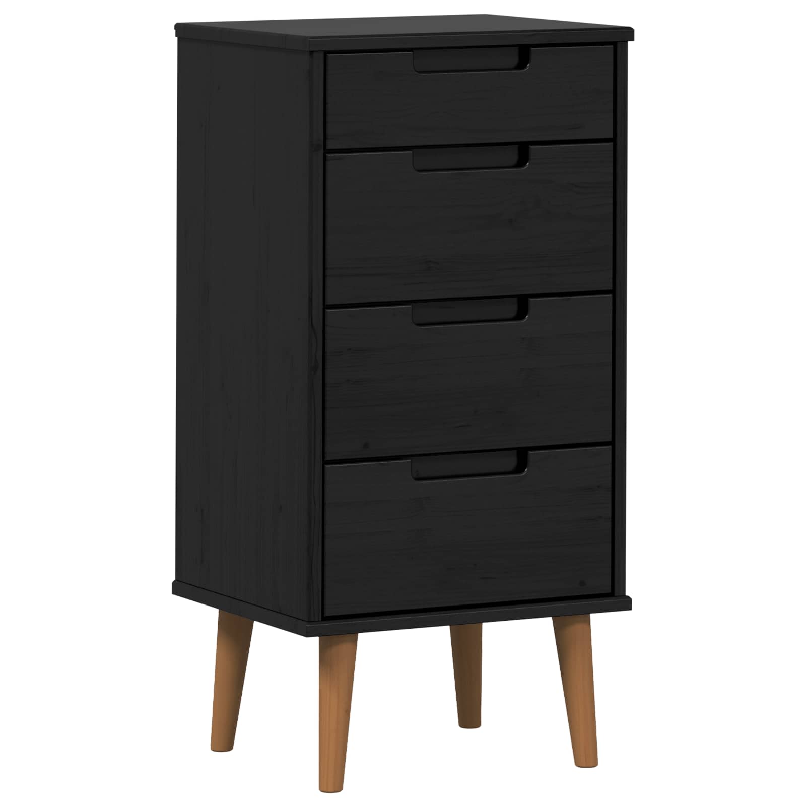 Cassettiera MOLDE Nero 40 x 35 x 82 cm Legno Massello di Pino | homemem39