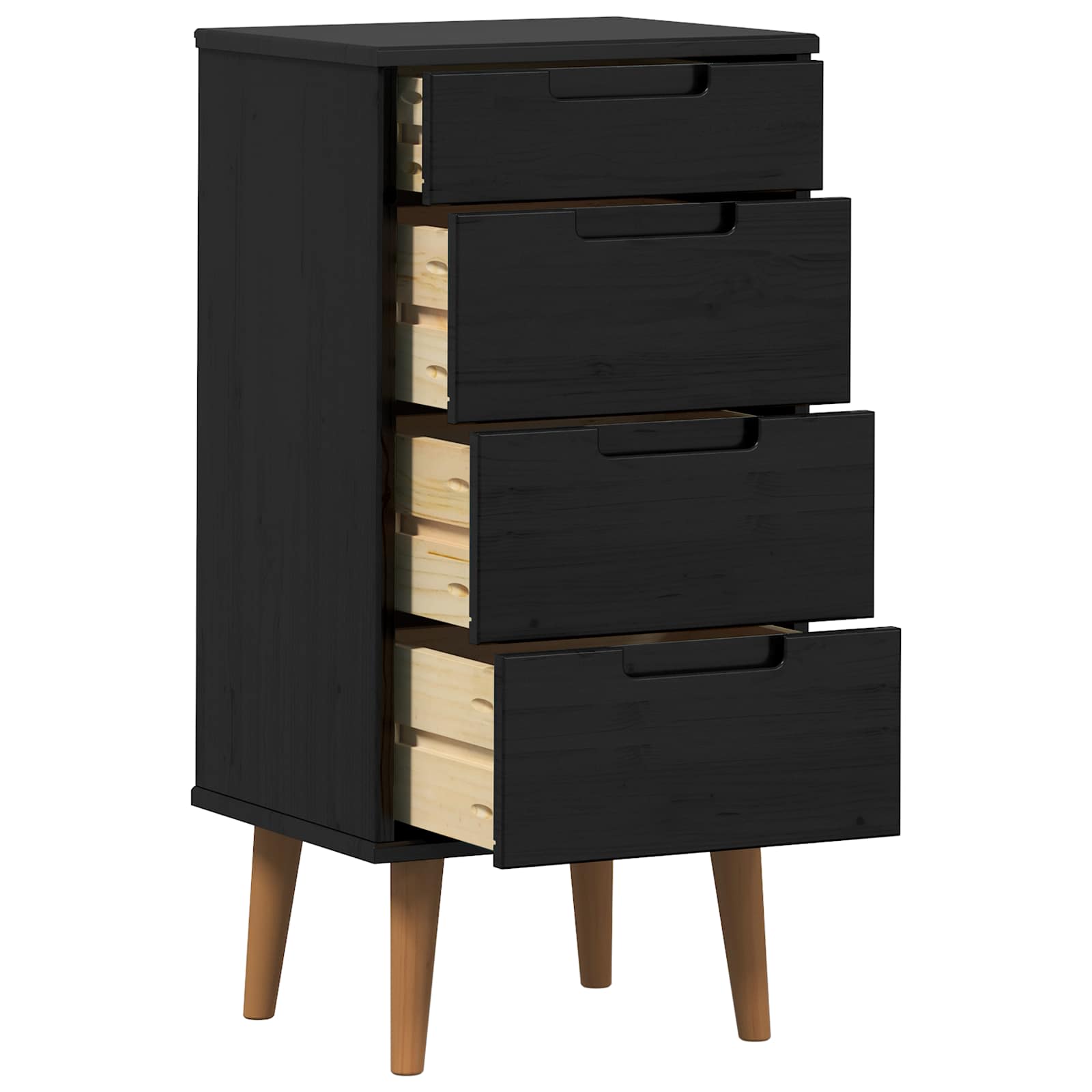 Cassettiera MOLDE Nero 40 x 35 x 82 cm Legno Massello di Pino | homemem39