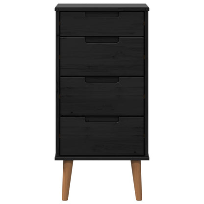 Cassettiera MOLDE Nero 40 x 35 x 82 cm Legno Massello di Pino | homemem39