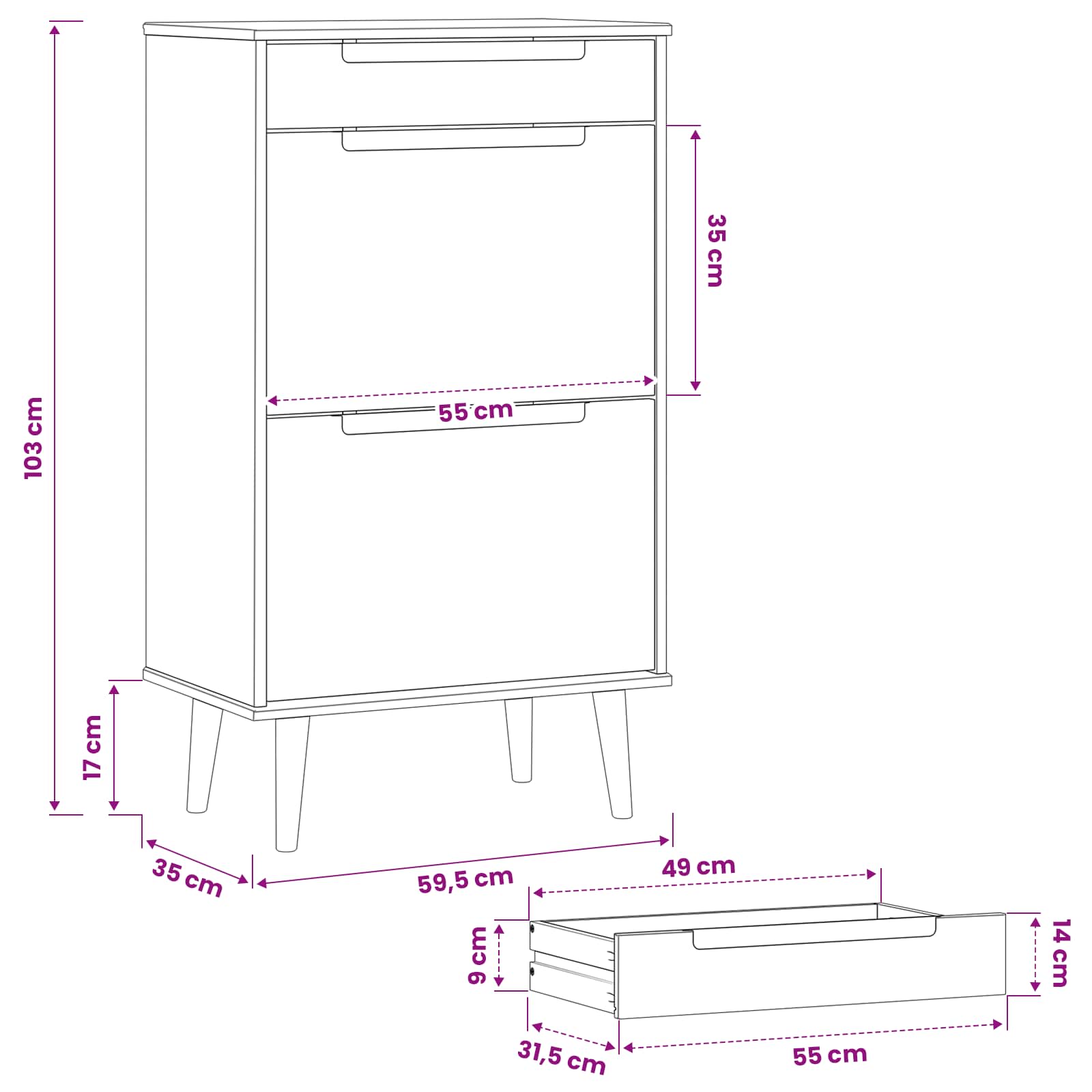 Mobile per scarpe MOLDE 59,5 x 35 x 103 cm Nero | homemem39