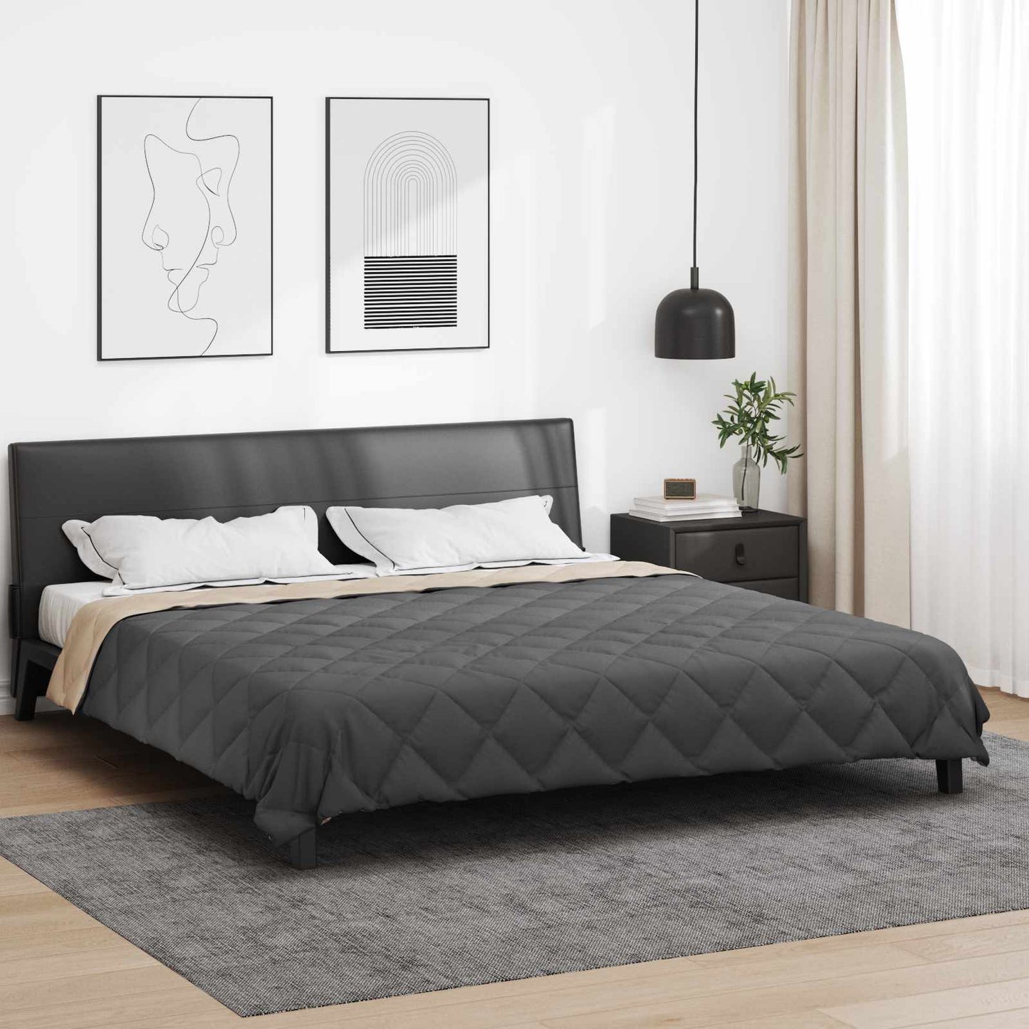 Duvet Estivo Antracite e Talpa 240 x 260 cm Microfibra