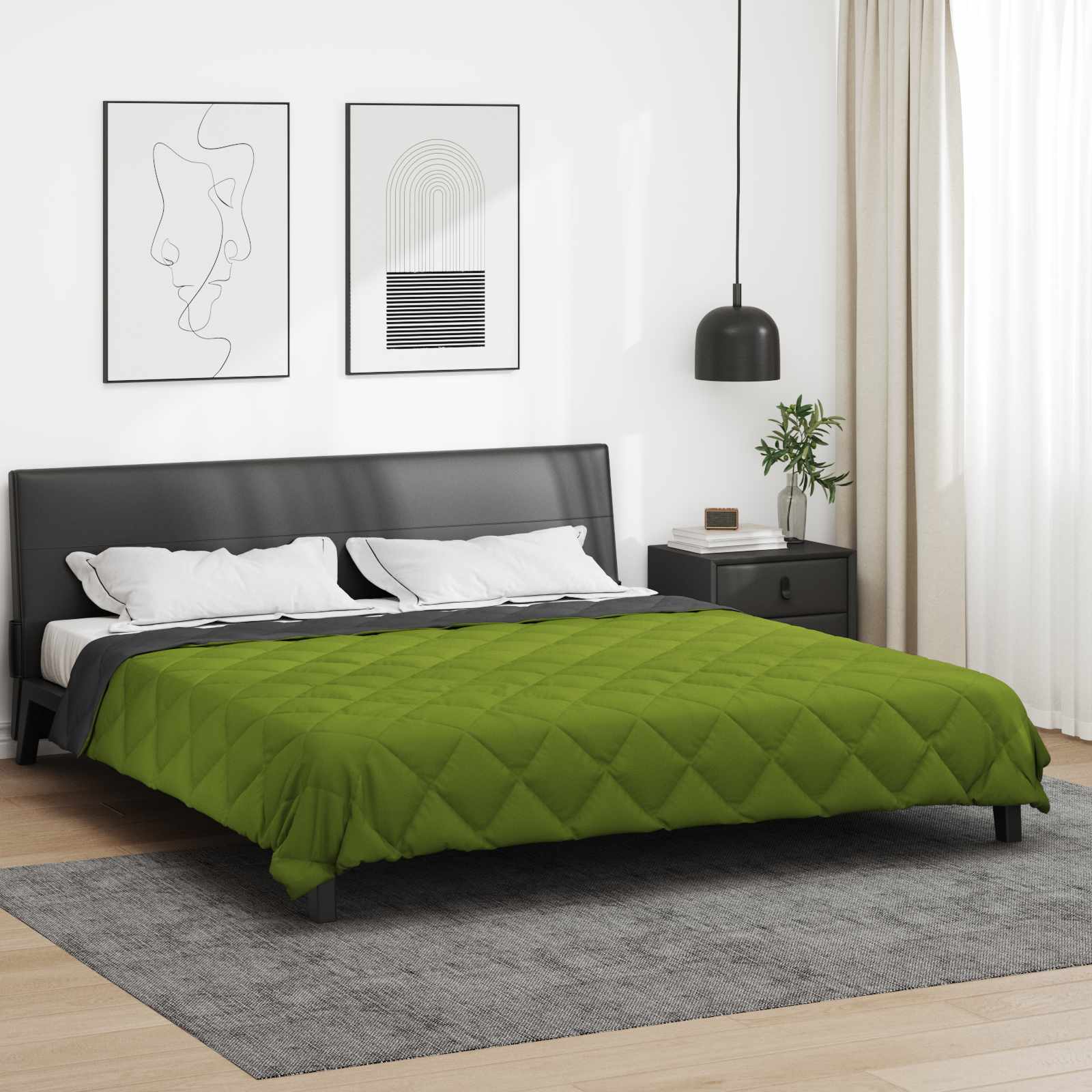 Duvet Estivo Verde e Antracite 220 x 240 cm Microfibra | homemem39