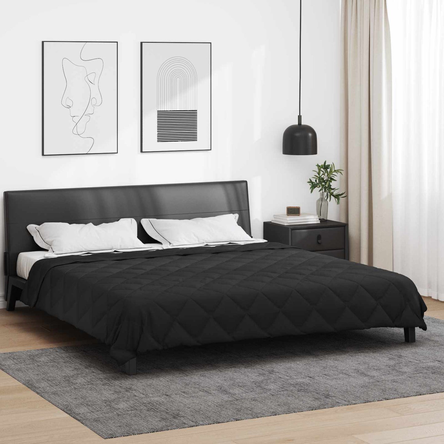 Duvet Estivo Nero 220 x 200 cm Microfibra