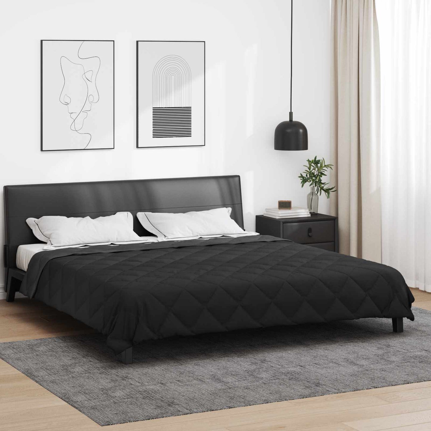 Duvet Estivo Nero e antracite 220 x 240 cm Microfibra