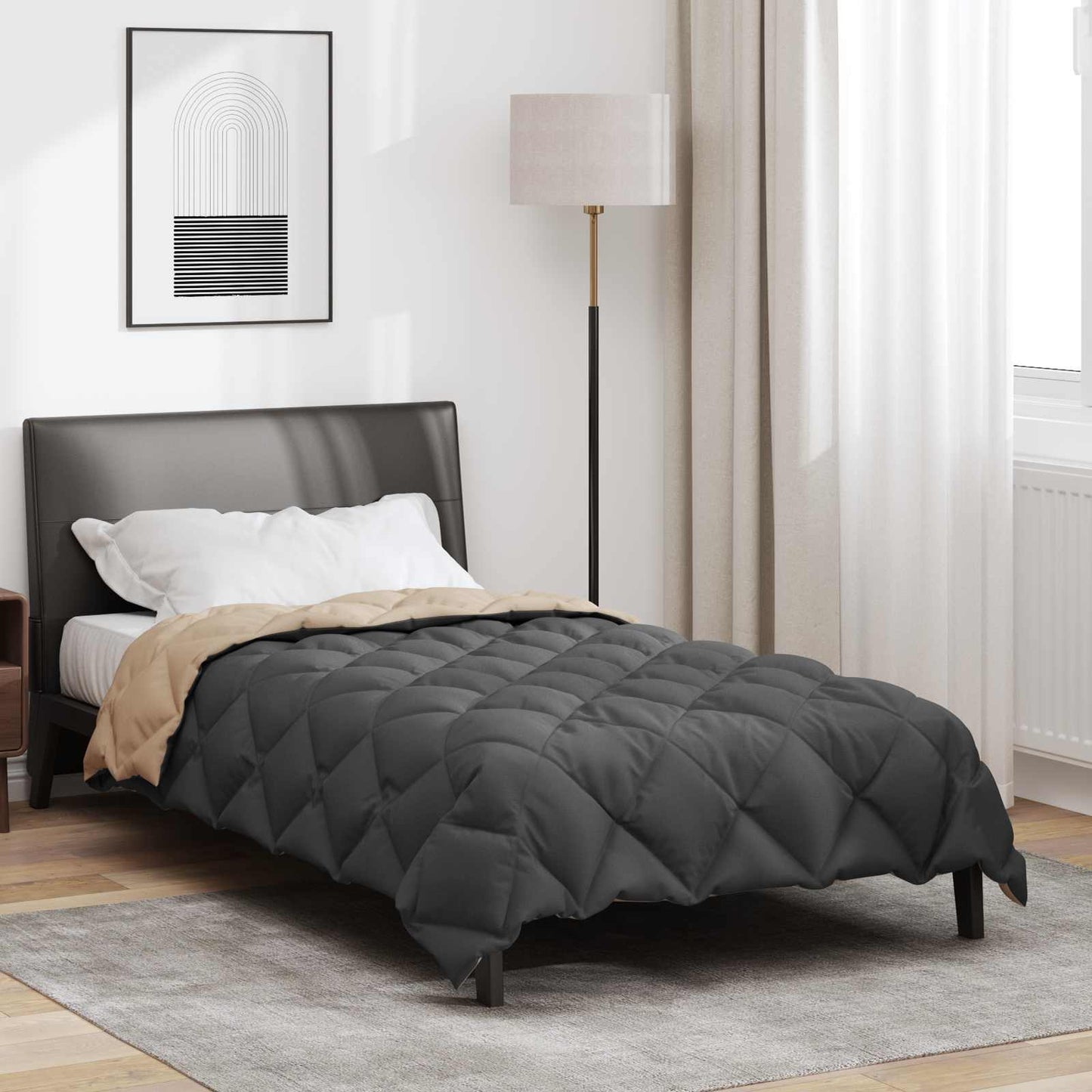 Duvet Invernale Antracite e Talpa 140 x 200 cm Microfibra | homemem39