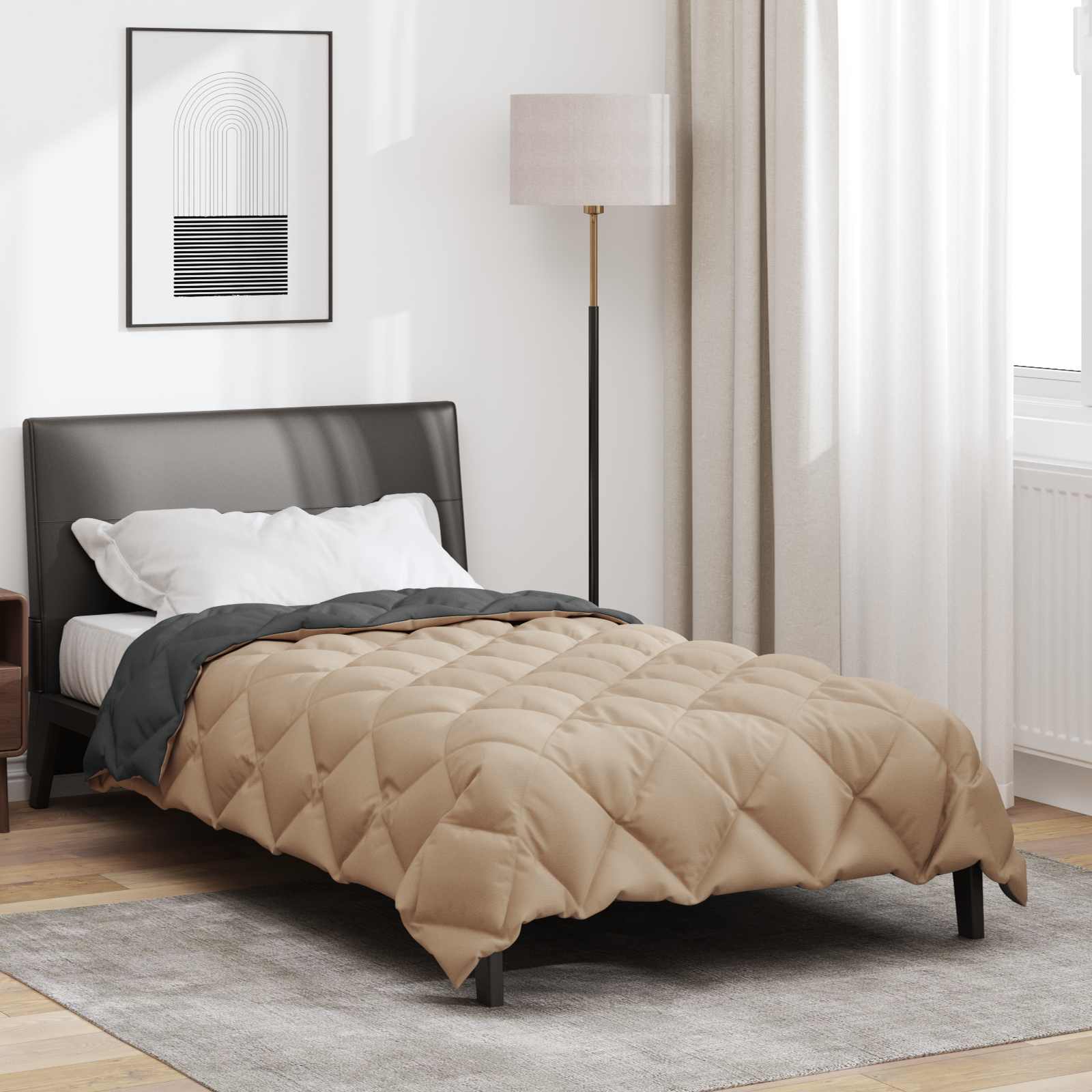 Duvet Invernale Antracite e Talpa 140 x 220 cm Microfibra | homemem39