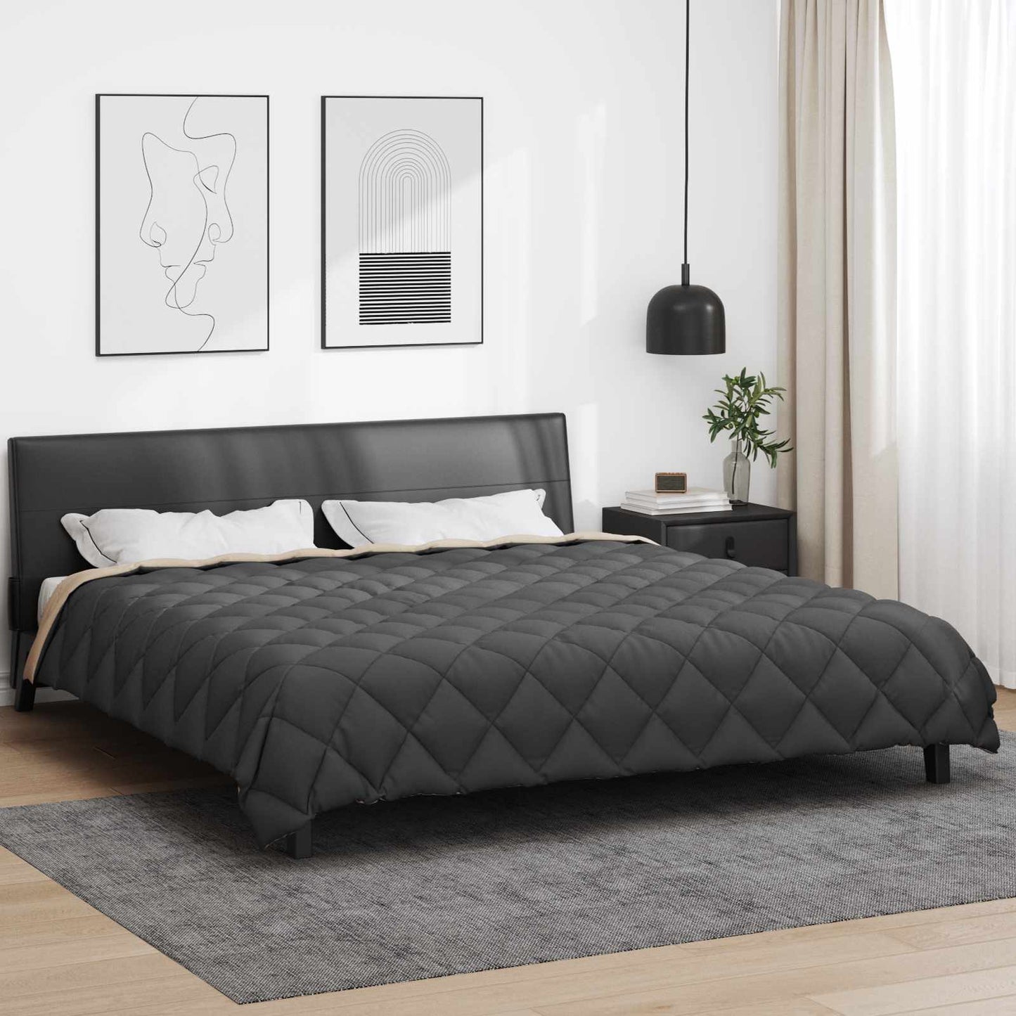 Duvet Invernale Antracite e Talpa 200 x 220 cm Microfibra | homemem39
