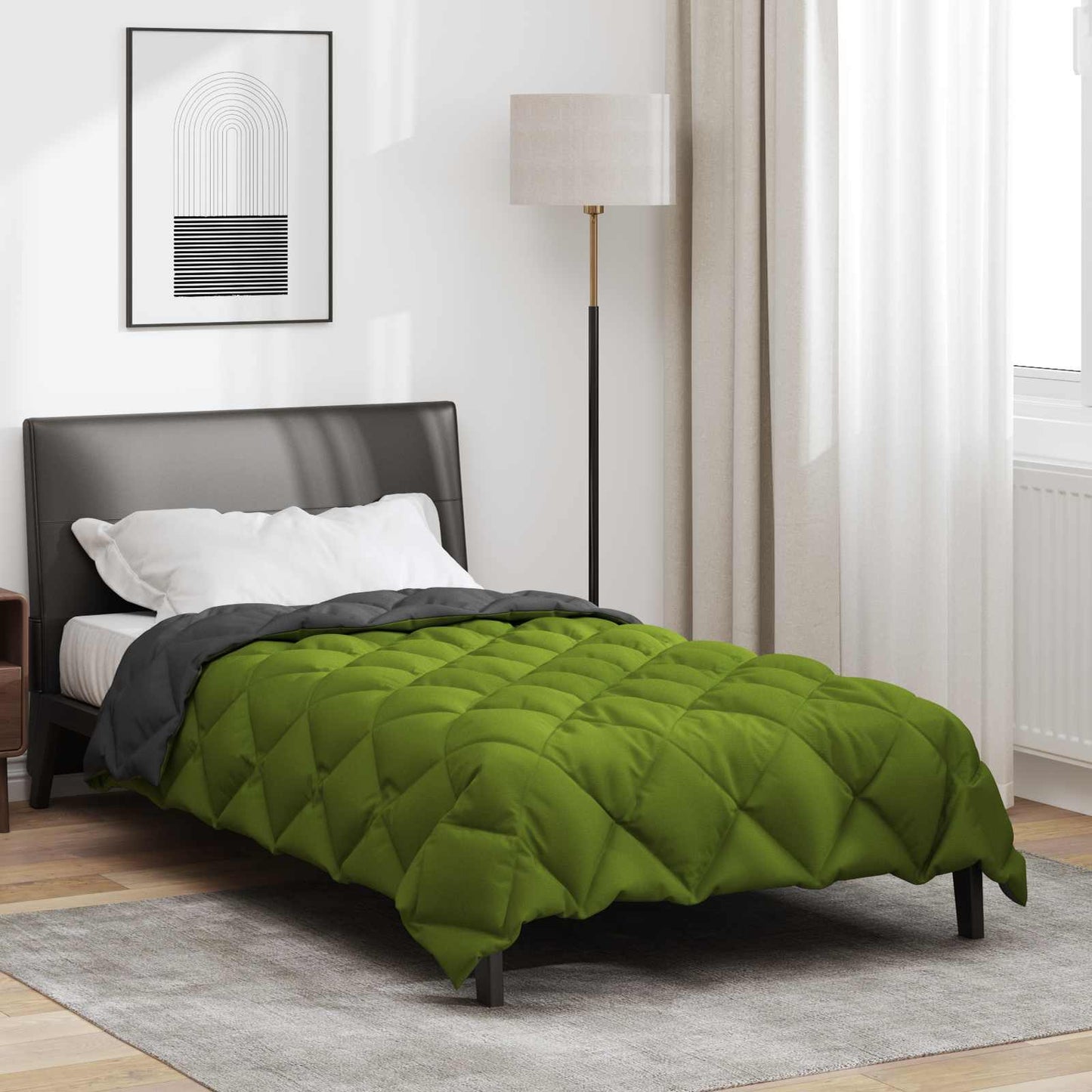 Duvet Invernale Verde e Antracite 200 x 135 cm Microfibra