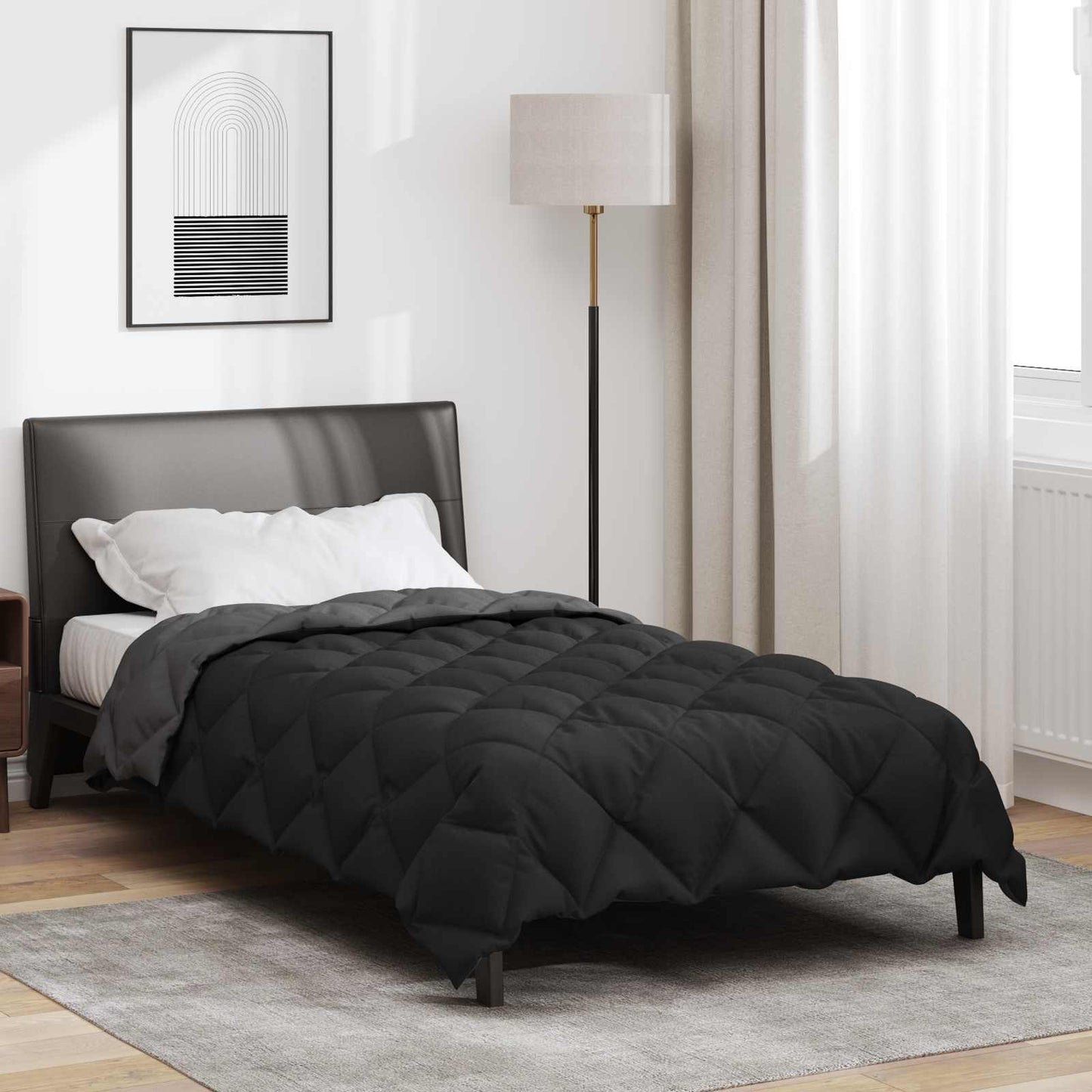Duvet Invernale Nero e antracite 220 x 140 cm Microfibra