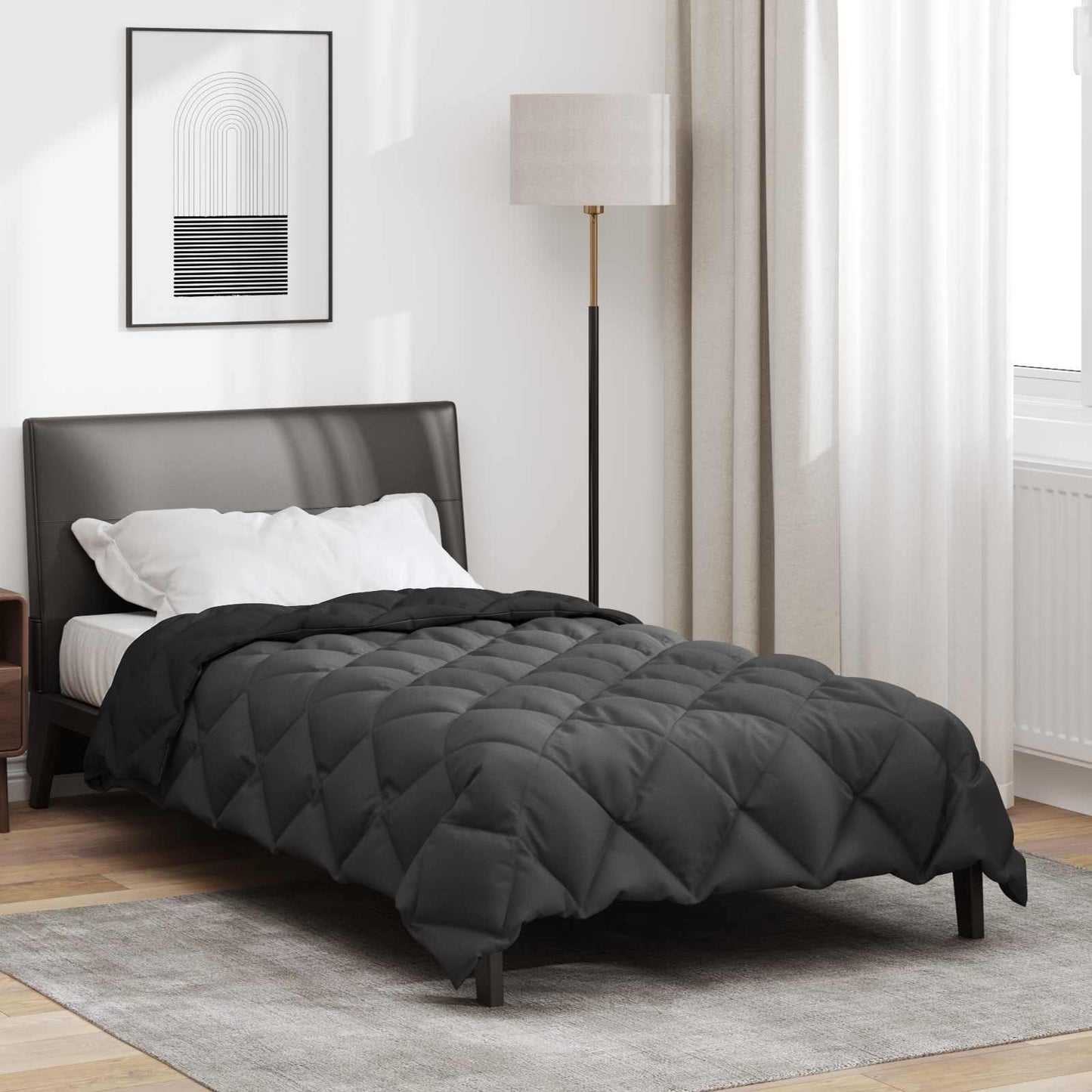 Duvet Invernale Nero e antracite 220 x 155 cm Microfibra