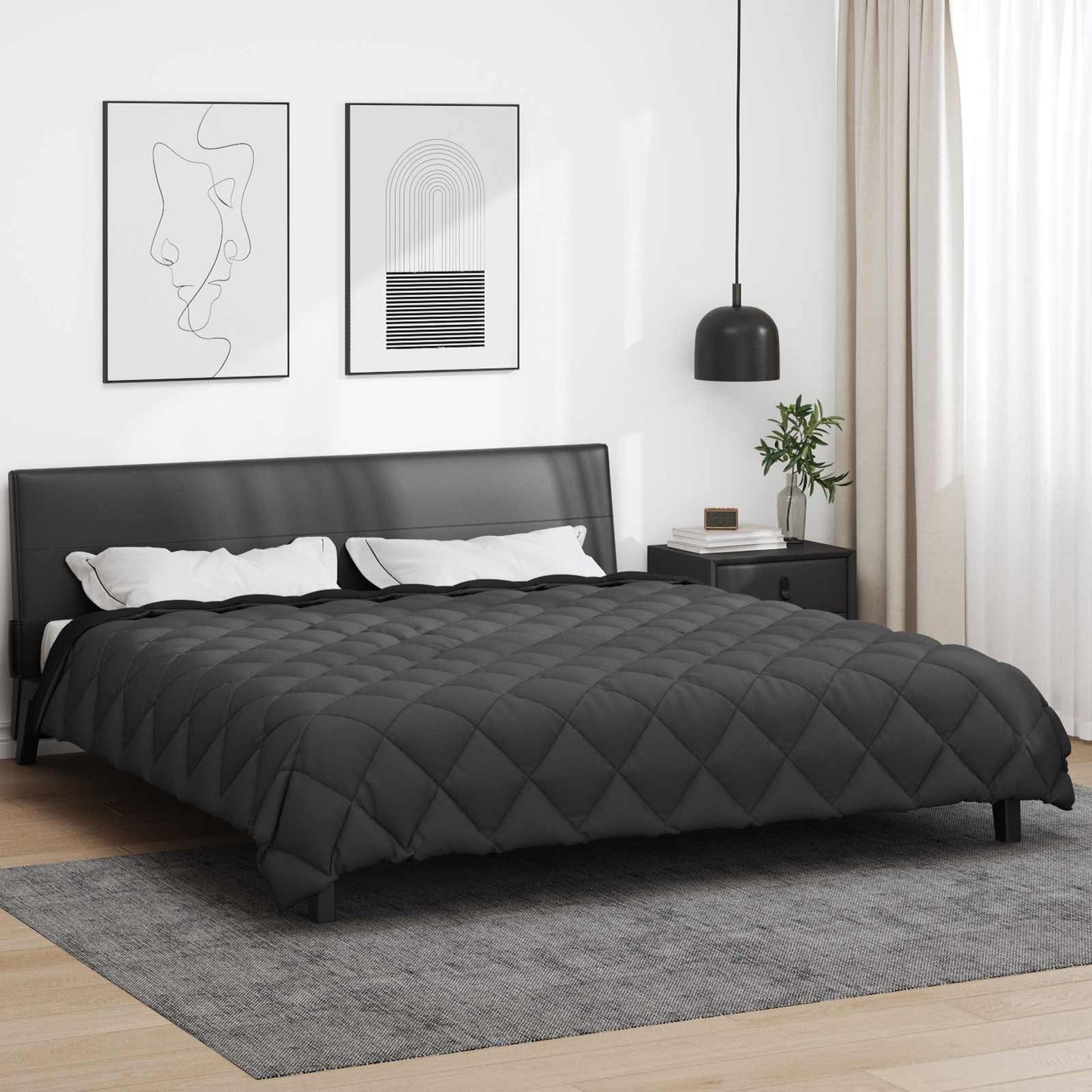 Duvet Invernale Nero e antracite 240 x 260 cm Microfibra