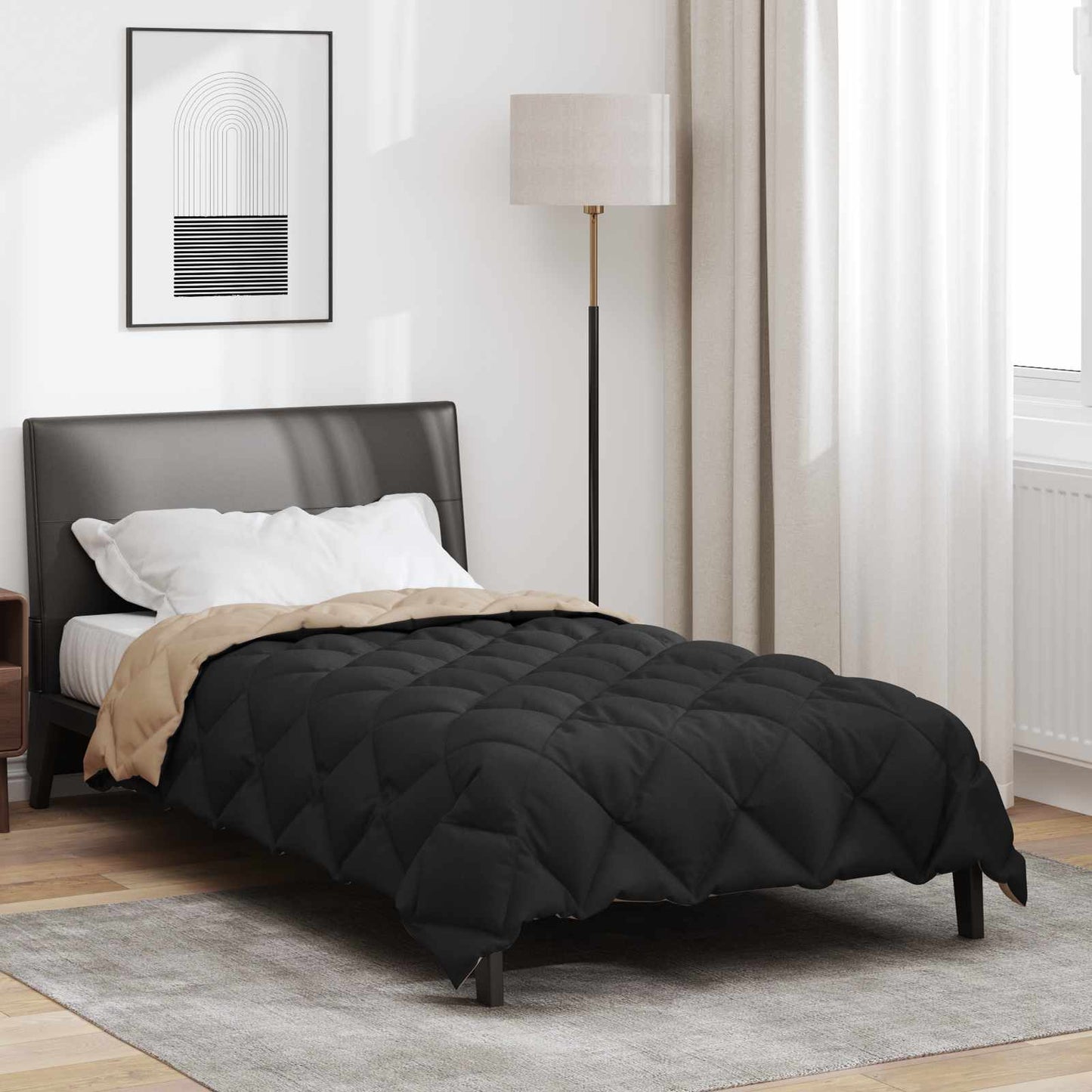 Duvet Invernale Nero e Talpa 140 x 220 cm Microfibra | homemem39