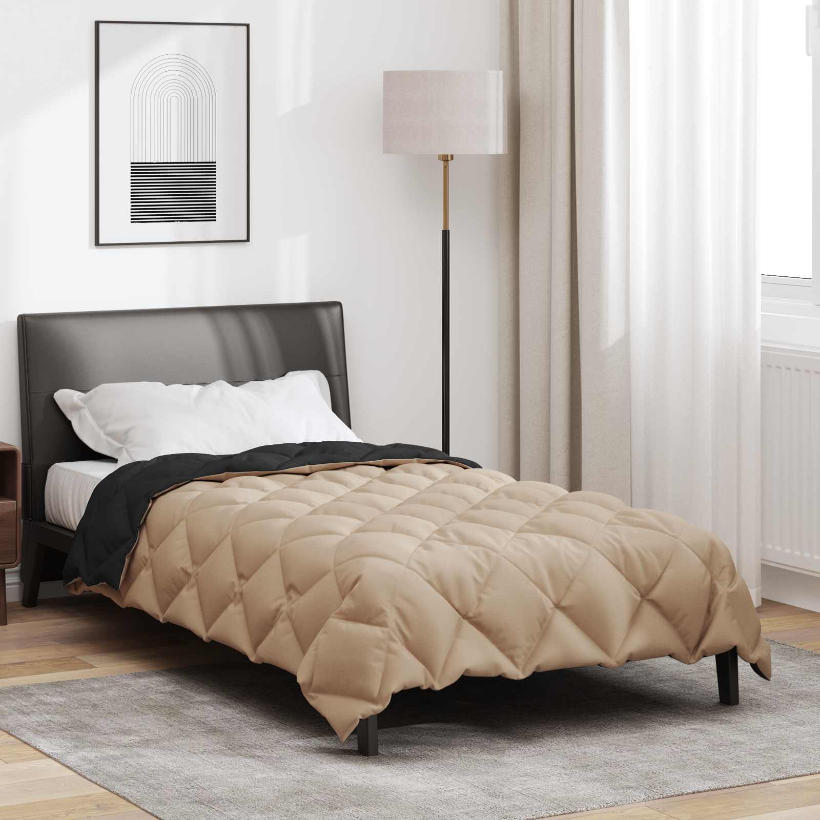 Duvet Invernale Nero e Talpa 140 x 220 cm Microfibra | homemem39