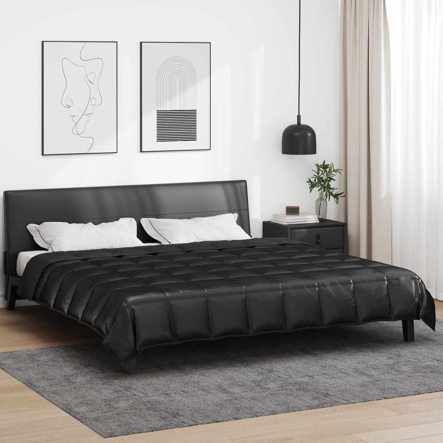 Duvet Estivo Nero 220 x 240 cm Satin e Micropile