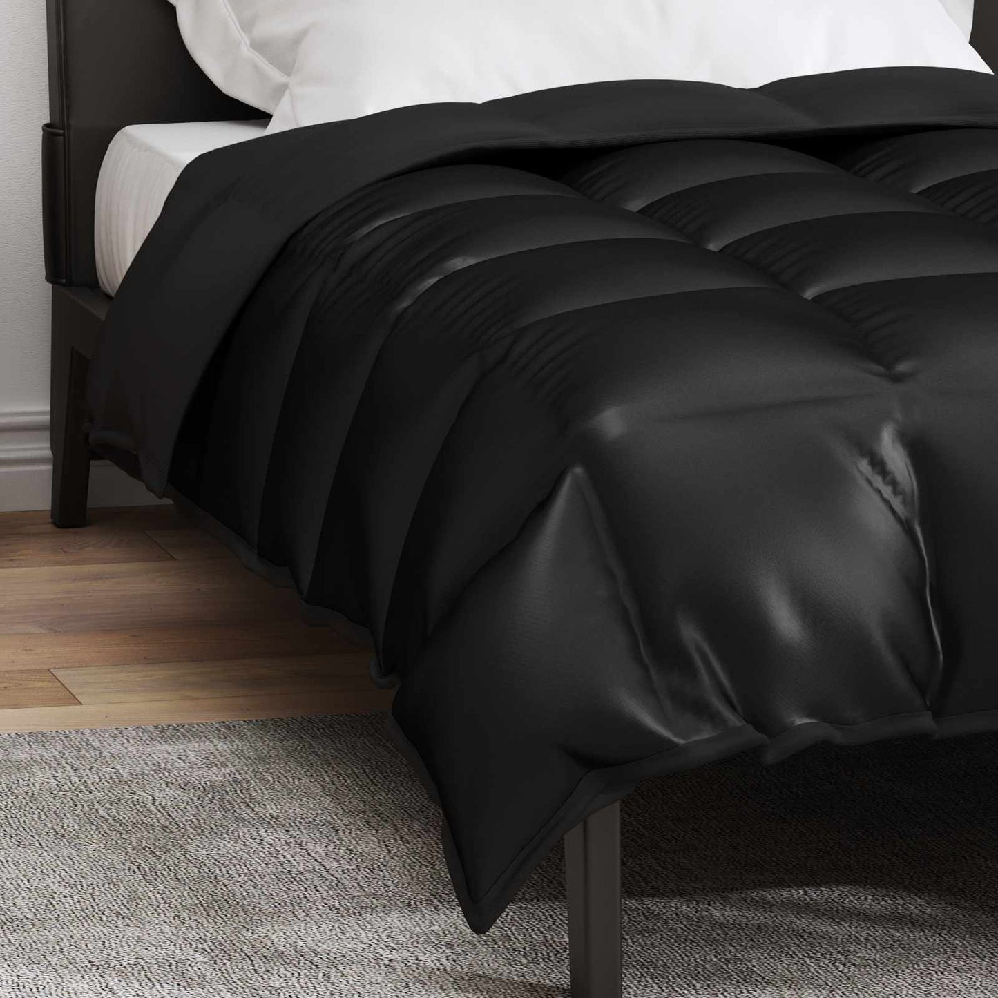 Duvet Invernale Nero 200 x 135 cm Satin e Micropile