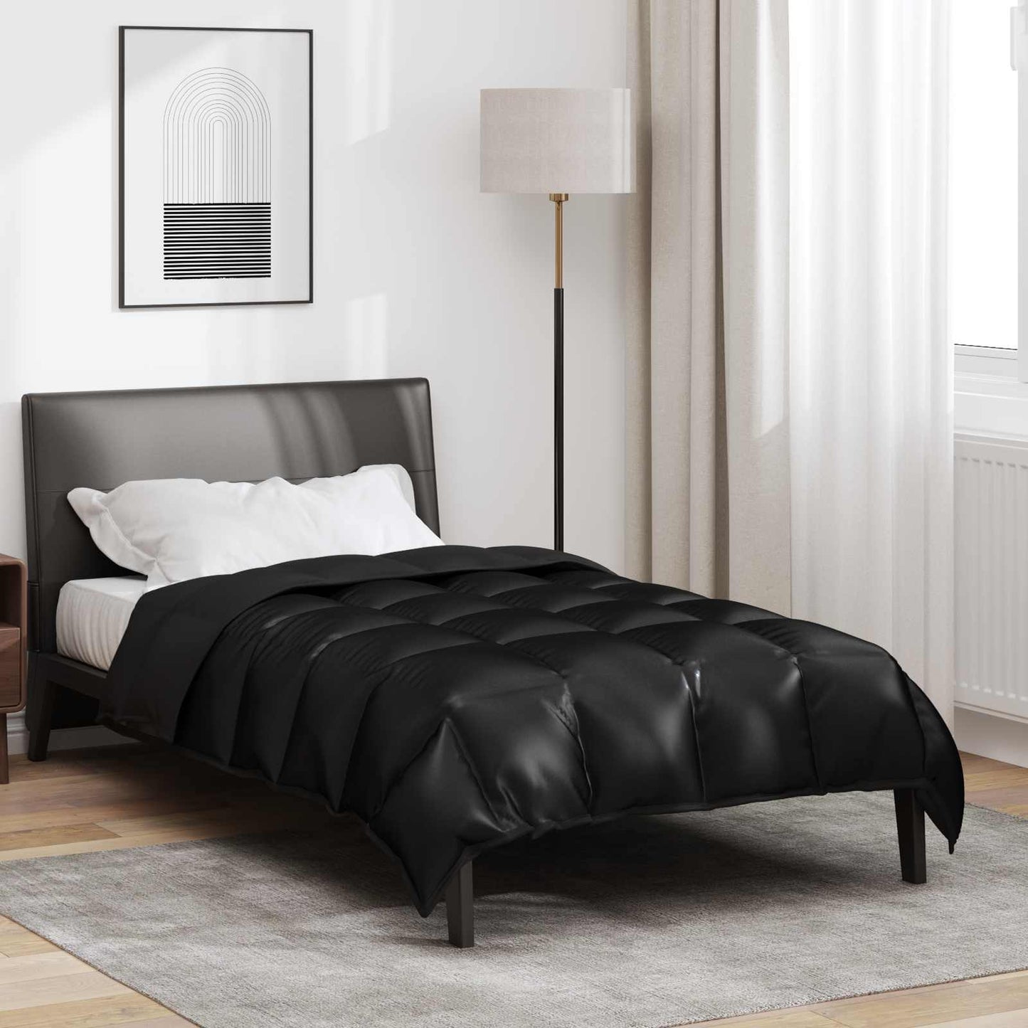 Duvet Invernale Nero 220 x 135 cm Satin e Micropile