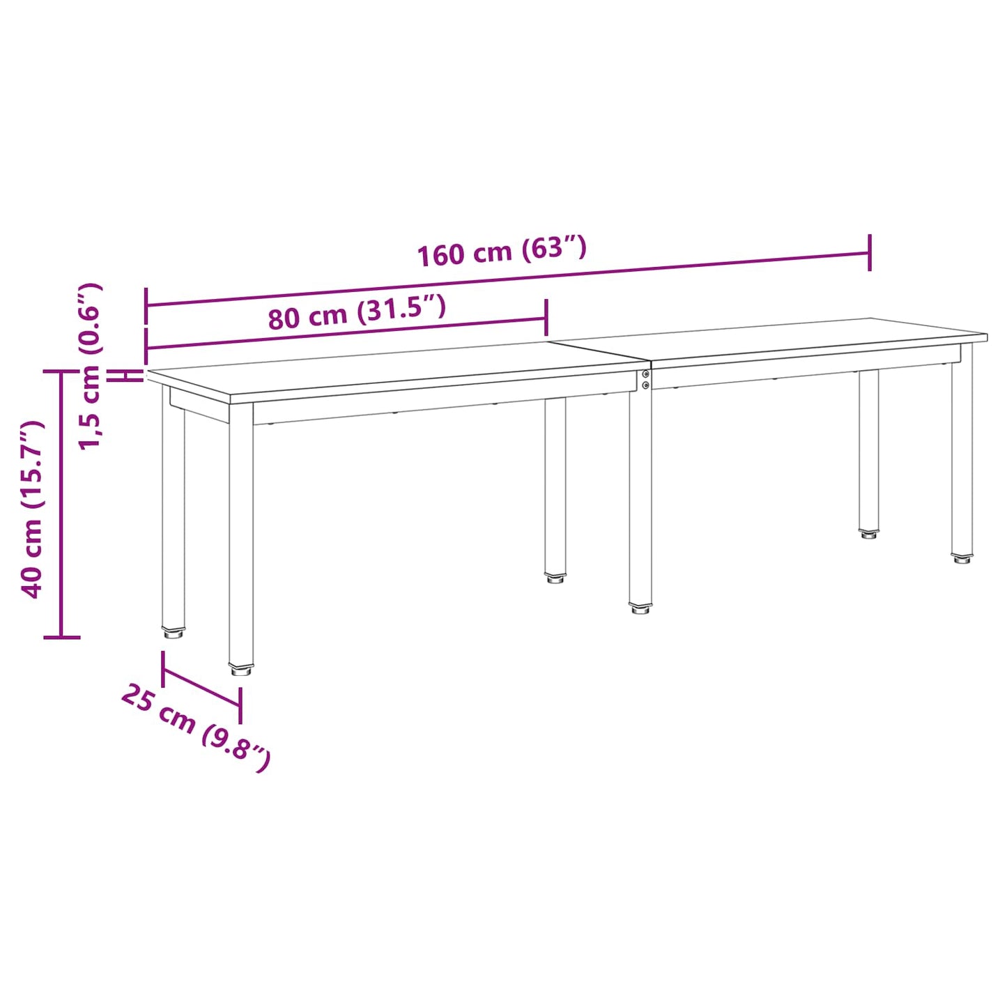 panchina Sonoma 160 x 35 x 45 cm Legno multistrato