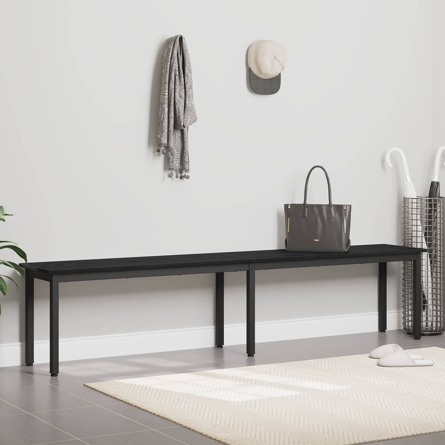 panchina Rovere Nero 200 x 35 x 45 cm Legno multistrato