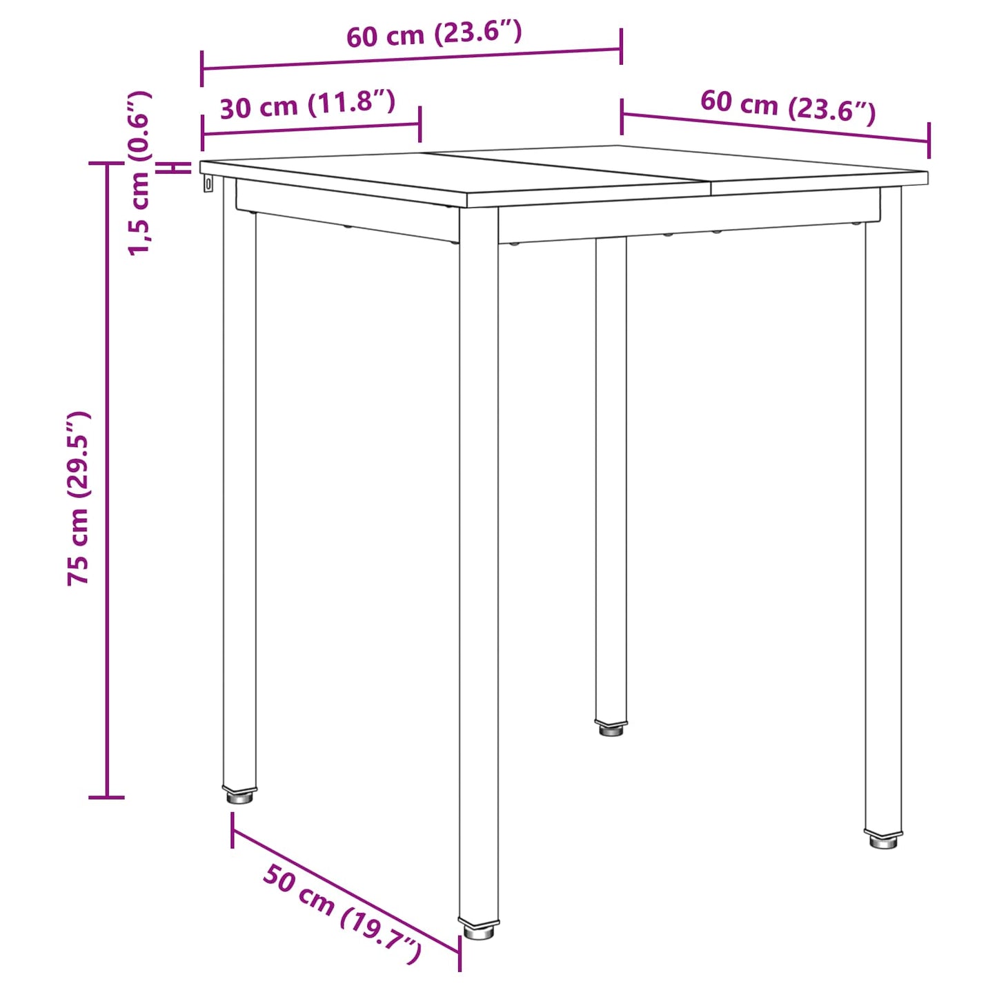 Tavoli da pranzo 60 x 60 x 75 cm METALLO