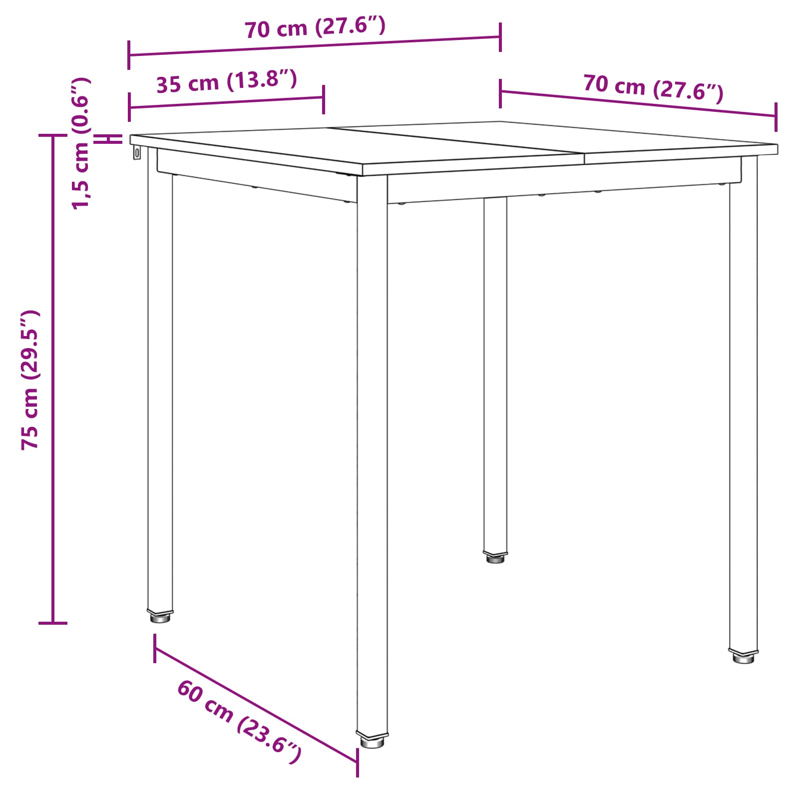 Tavoli da pranzo 70 x 70 x 75 cm METALLO | homemem39