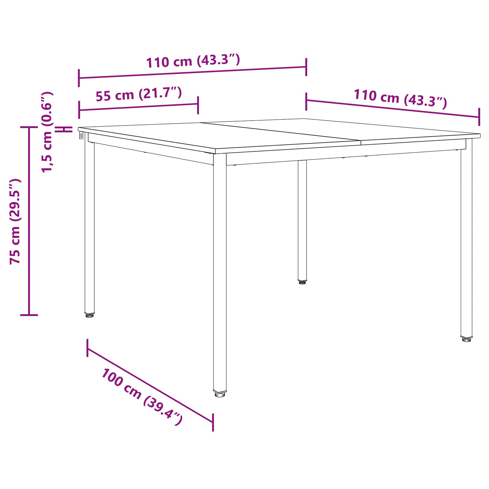 Tavoli da pranzo 110 x 110 x 75 cm METALLO | homemem39