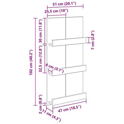 Scaffale per riviste Rovere fumé 51 x 11 x 102 cm