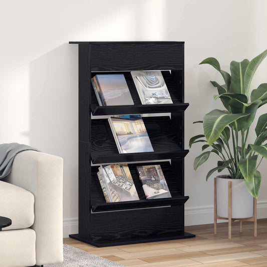 Scaffale per riviste Rovere Nero 70 x 41 x 126 cm | homemem39