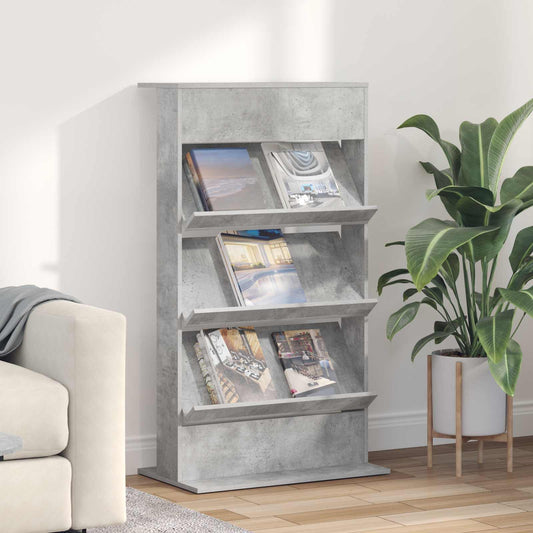 Scaffale per riviste Grigio cemento 70 x 41 x 126 cm