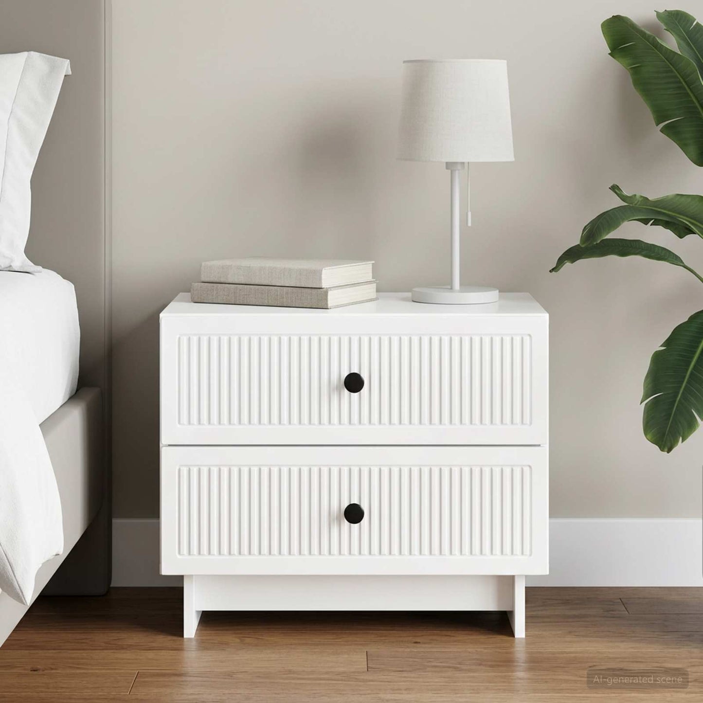 Armadio da Notte con cassetto Bianco Lucido 62 x 34,5 x 47,5 cm | homemem39